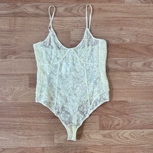 Free People Cream Lace Bodysuit